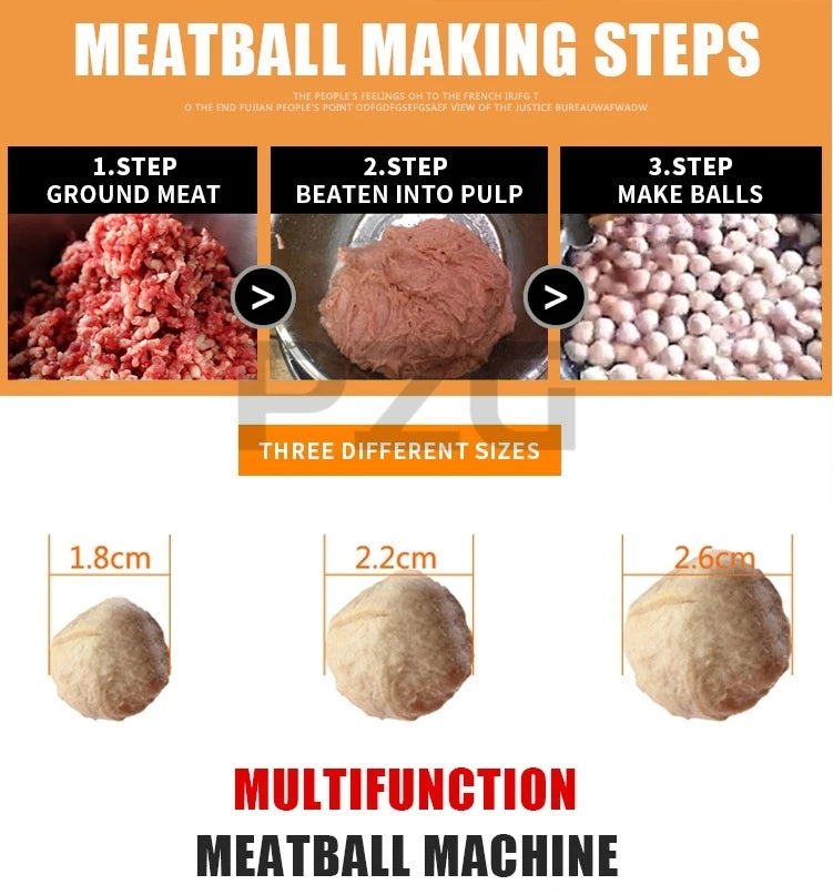 1100W Table Top Automatic Meatball Making Machine Fish Pork Beef Meat Ball Maker Forming Machine With 18mm 22mm 26mm Moulds