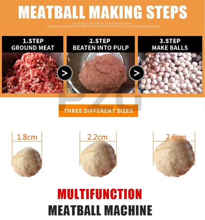 1100W Table Top Automatic Meatball Making Machine Fish Pork Beef Meat Ball Maker Forming Machine With 18mm 22mm 26mm Moulds
