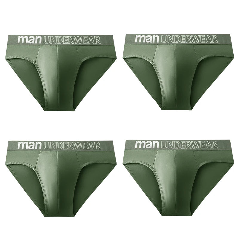 4pcs Men's Sexy Briefs Student Fashion Underwear Men's Panties Breathable Elastic Large Size Male Underpants Letter waist print