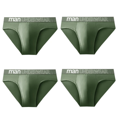 4pcs Men's Sexy Briefs Student Fashion Underwear Men's Panties Breathable Elastic Large Size Male Underpants Letter waist print