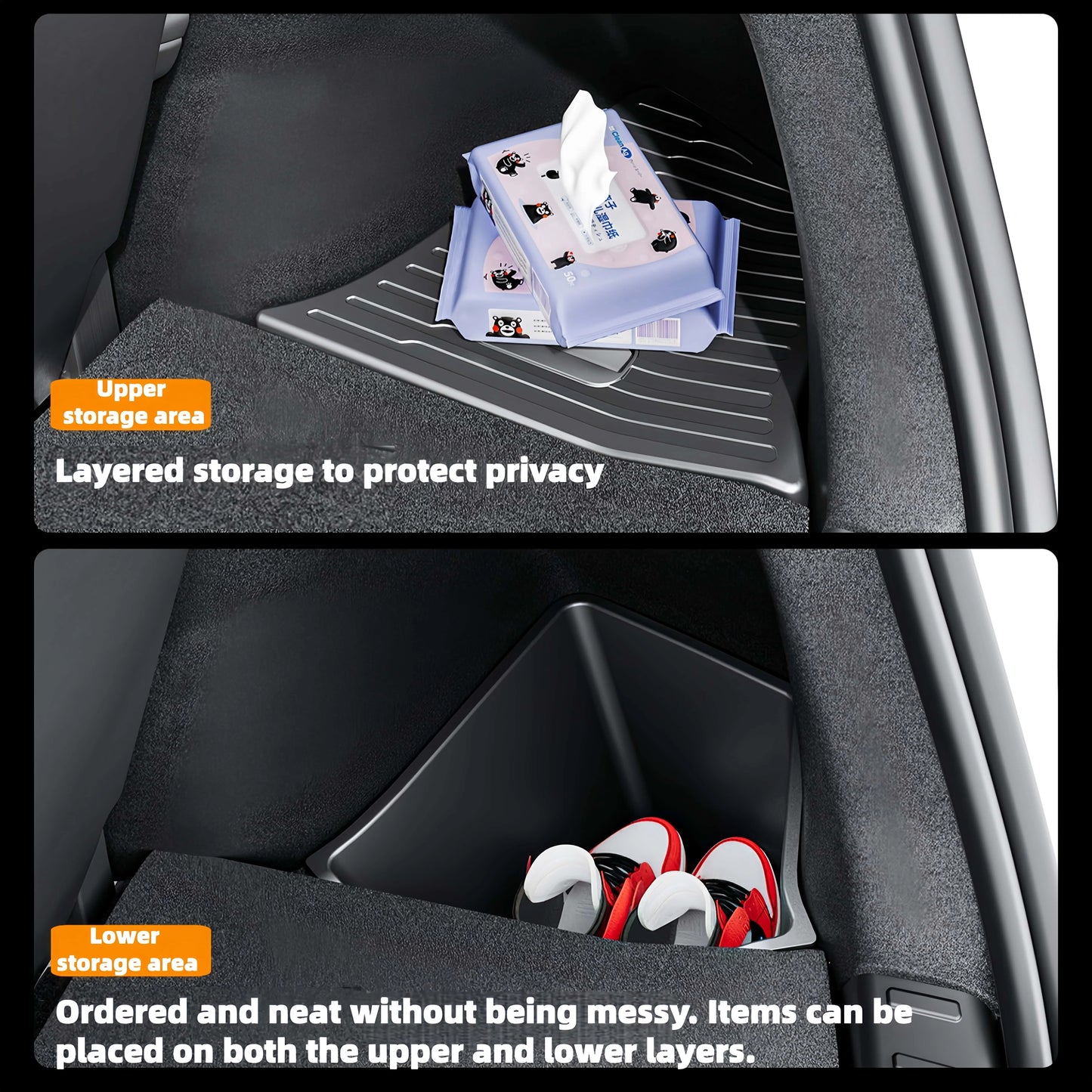 4PCS Trunk Organizer for Tesla Model YL Launch Refresh 2026 Rear Trunk Storage Bins Side Box Organiser TPE Accessories