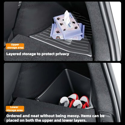 4PCS Trunk Organizer for Tesla Model YL Launch Refresh 2026 Rear Trunk Storage Bins Side Box Organiser TPE Accessories