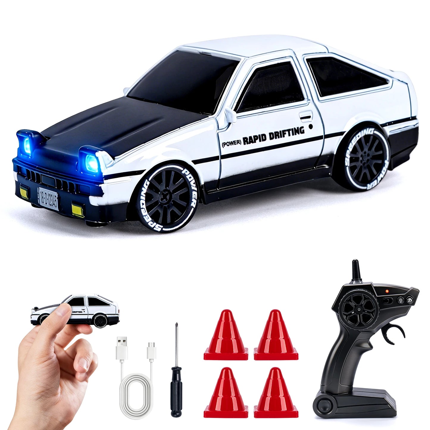 1/64 High Speed Drift RC Car with Light 2.4G 4WD Remote Control Car Mini Racing Model Cars Desktop Full Proportion Cars Gifts