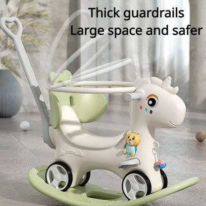 Rocking Horse for Toddlers Baby Rocking Toy Fun Birthday Christmas Gift for Kids Ride on Toy Balance Bike with Push Handle