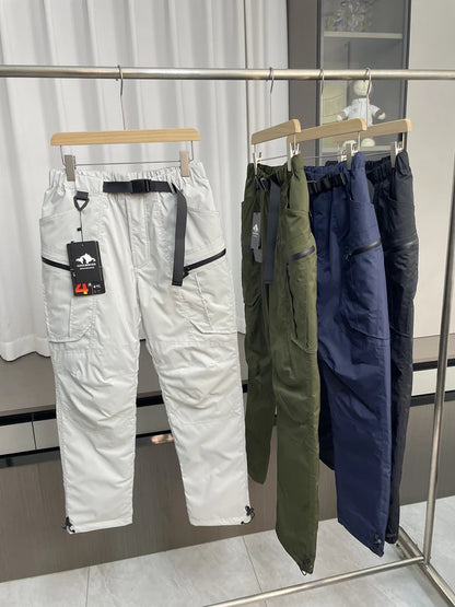 Men's Winter Outdoor Waterproof down Trousers 90 Goose down Workwear Long Pants Youth Fashion Casual  Color