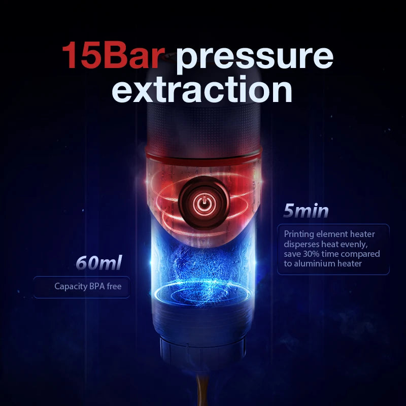 HiBREW Portable Coffee Machine for Car & Home,DC12V  Expresso Coffee Maker Fit Nexpresso Dolce  Pod Capsule  Coffee Powder H4