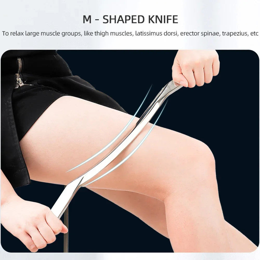 Stainless Steel Gua Sha Stick Deep Tissue Relax Cellulite Massager for Body Slimming Scraping Board Muscle Massage Relaxation