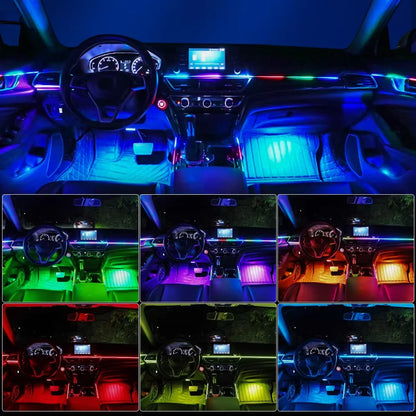 10/14/18/22 in 1 Dual Zone Hidden Acrylic RGB 64/213 Color Symphony Streamer Auto Interior Car Ambient Light Kit APP Control 12V