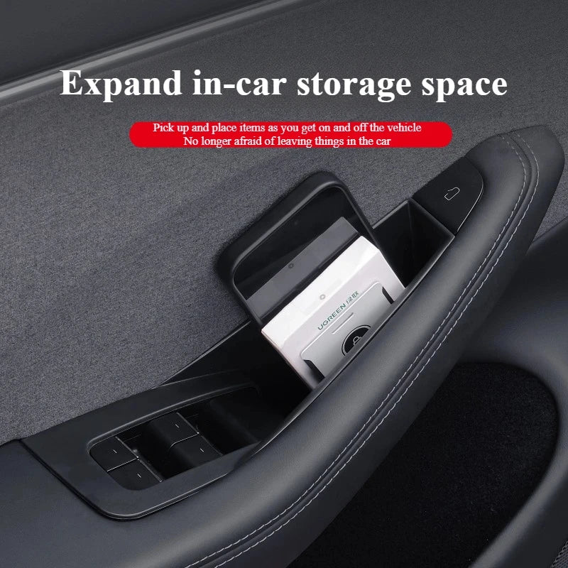 for Tesla Model 3 Y YL Juniper 2025-2020 2026 Highland Car Door Side Storage Box Handle Pocket Passenger Storage Tray Container