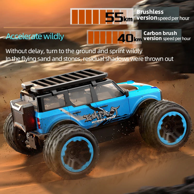 1:20 4WD RC Car 55KM/H With LED Professional Off-Road Racing Brushless 2.4G Remote Control Cars High Speed Drift Monster Truck