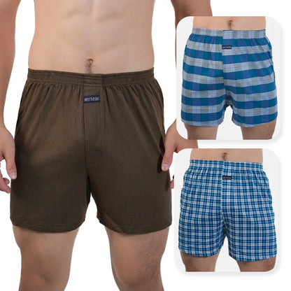 3pcs Mens High Waist Boxers Briefs 100% Cotton Plus Size Sleepwear Elastic Waistband Lounge ARO Pants Home Wear Comfort 50-140kg