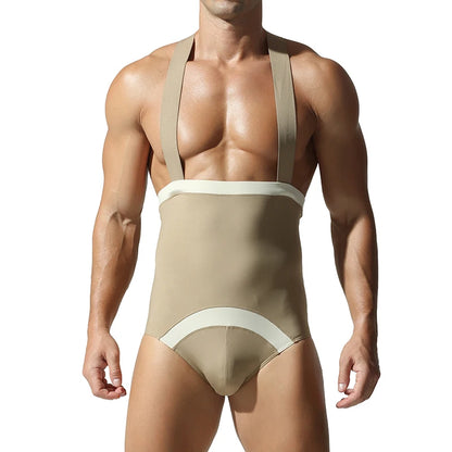 Men's shapewear, high elasticity, tight fitting, casual, sports, fitness, beauty, sexy base, one-piece suspender underwear