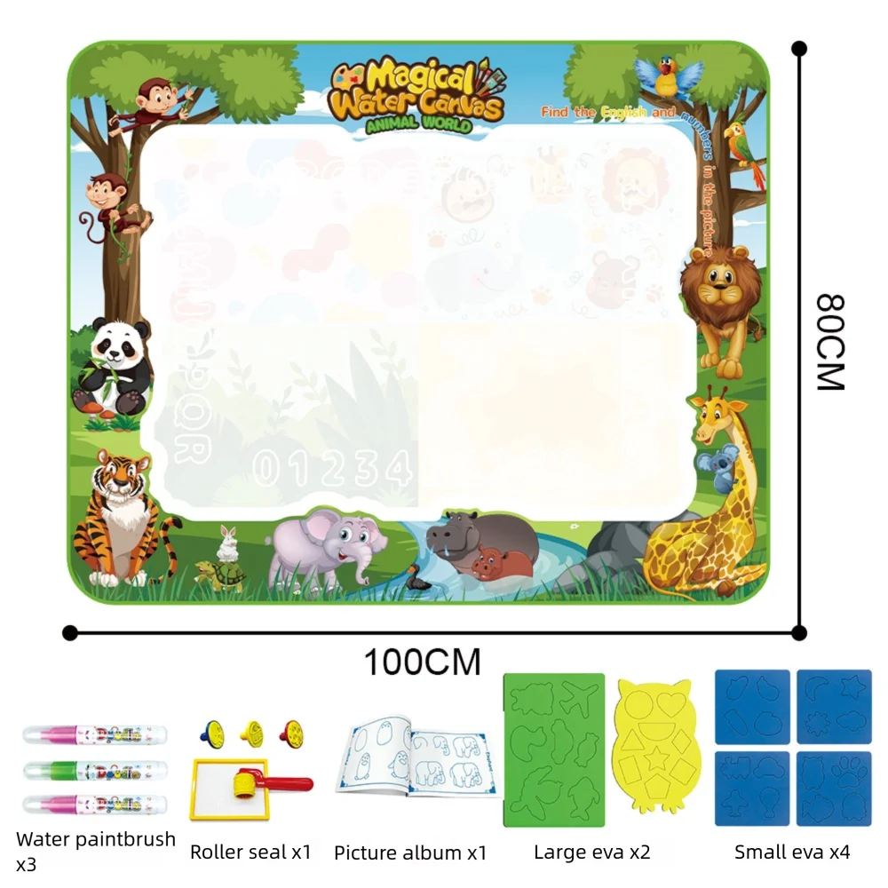 Magic Water Drawing Mat Canvas Reusable Painting Board Doodle Color Reveals When Wet With Mat Pens Sketchbook Tracing Boards
