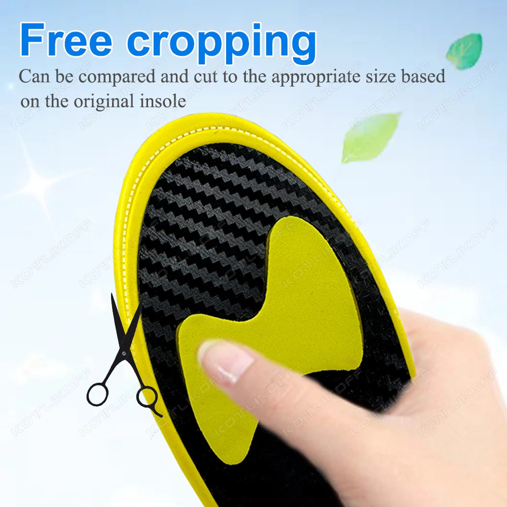 Full Palm Carbon Fiber Insoles High Elasticity Shock Absorption Outdoor Sports Running 3D Arch Support Ultra Light High Strength