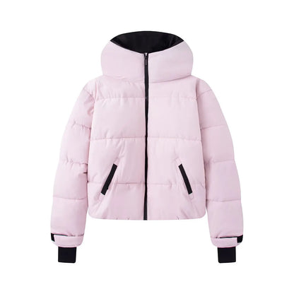HH Women Fashion Pocket Long Sleeve Zipper Hooded Skiing Cotton-padded Drawstring Jacket+High Waist Casual Winter 2026 Pant Set