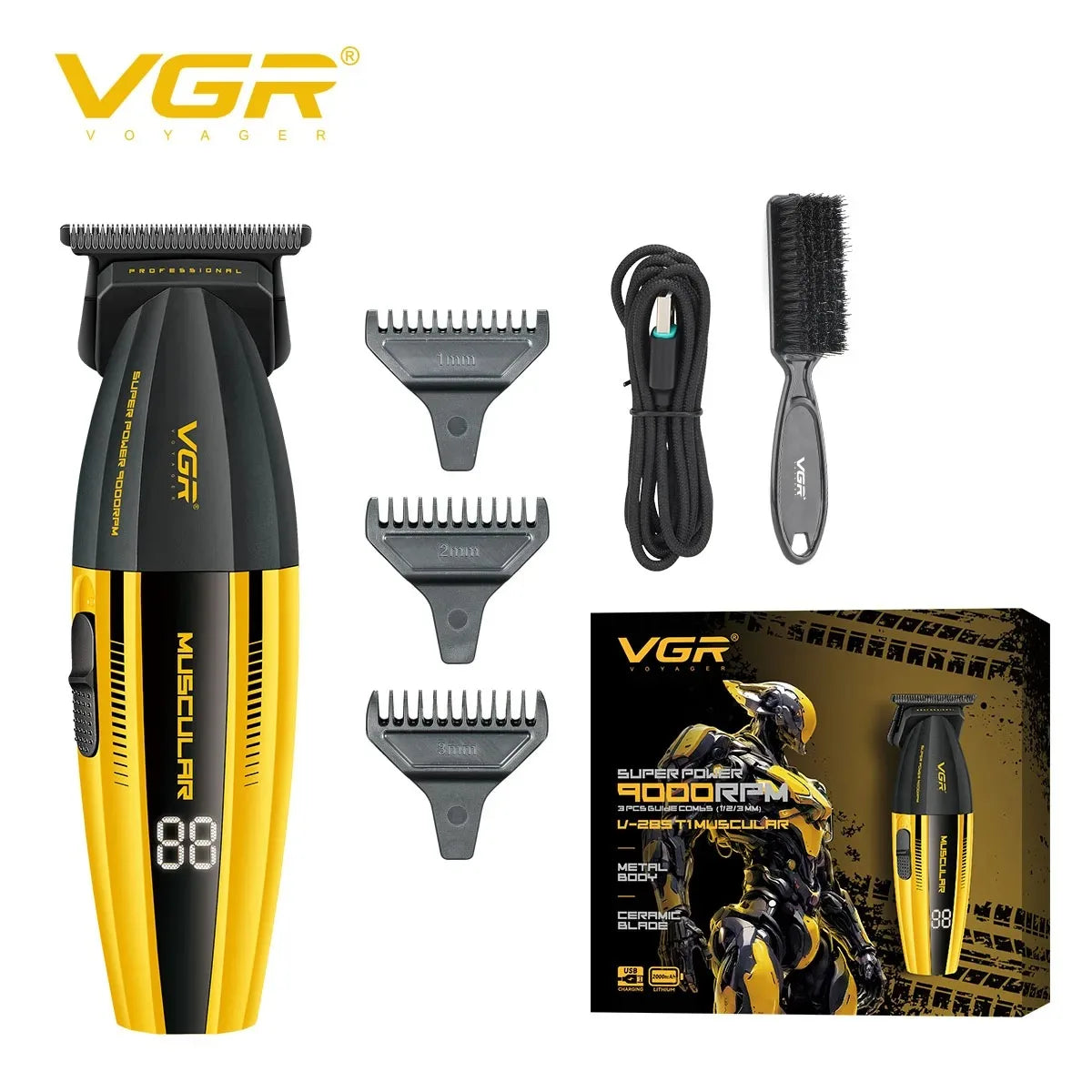VGR Hair Trimmer Professional Hair Clippers Electric Trimmer Adjustable Hair Cut Machine Metal Clippers and Trimmers Set V-285