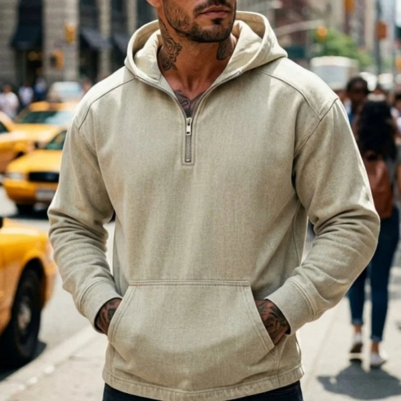Spring and autumn men's denim hoodie washed denim jacket Outdoor men's biker jacket Hoodie men