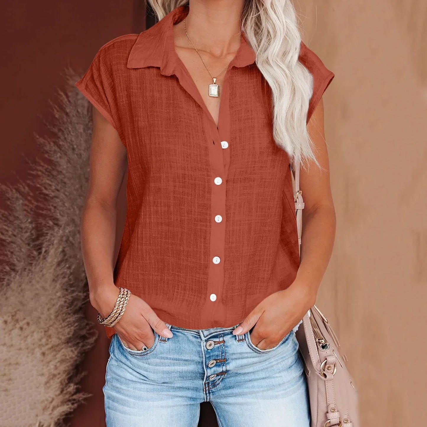 Cotton Linen Shirt Ladies Tops Tee Casual Thin Loose Woman T Shirt Summer Short Sleeve Solid T-Shirts Women Clothing Blusas