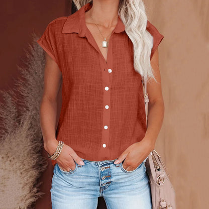 Cotton Linen Shirt Ladies Tops Tee Casual Thin Loose Woman T Shirt Summer Short Sleeve Solid T-Shirts Women Clothing Blusas