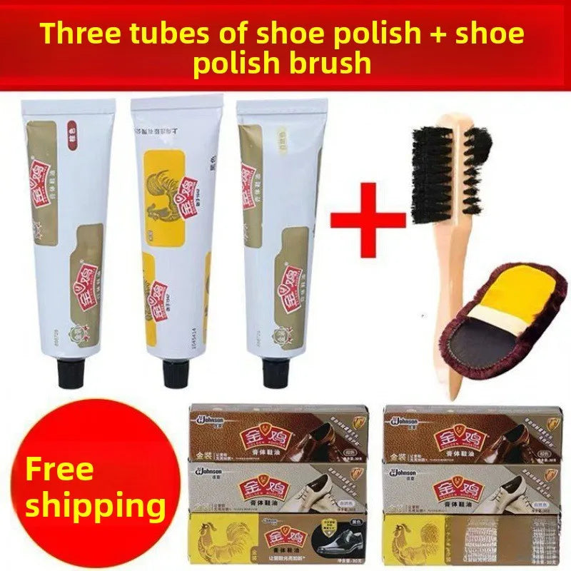 Free Shipping Golden Rooster Shoe Polish Colorless Black Brown Leather Cleaner Leather Shoes Gloss Maintenance Shoe Brush