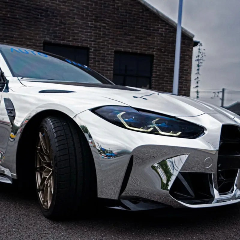 Premium Silver Mirror Chrome Vinyl Wrap Film Roll DIY Self Adhesive Decal Automotive Car Wrapping Foil