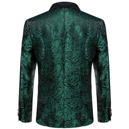 Men's Suits Blazer Green Red Silver Color Paisley Luxury Wedding Prom Business Banquet Suit Coat Men Clothing Jacket