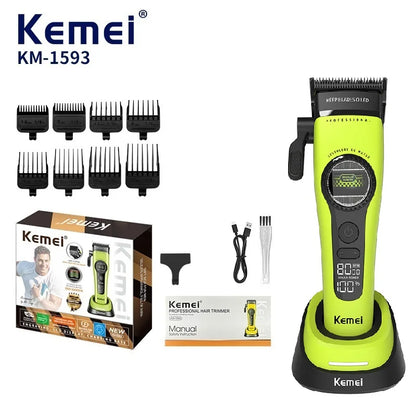 Komei Professional Hair Clipper F1 - Super Motor with External Brushless Trimmer, Men's Electric Shaver KM-1593