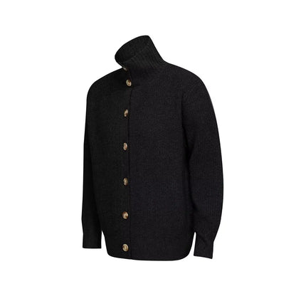 2025 autumn and winter new American retro solid color stand up collar knitted cardigan men's loose button fashionable versatile