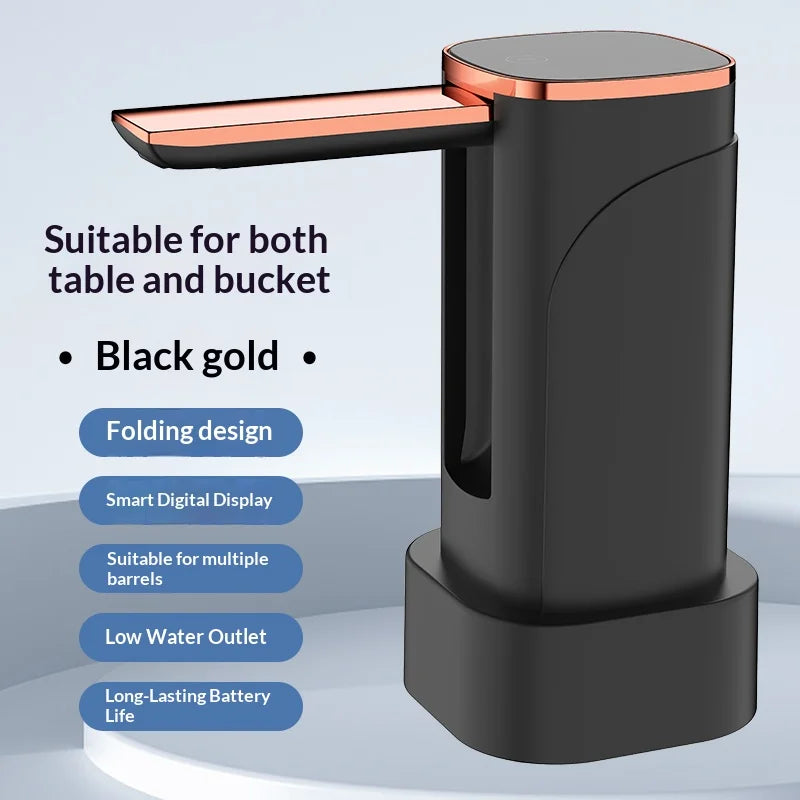 Foldable Electric Water Bottle Pump USB Rechargeable Automatic Dispenser Button Control Portable for Home Office Outdoor Travel