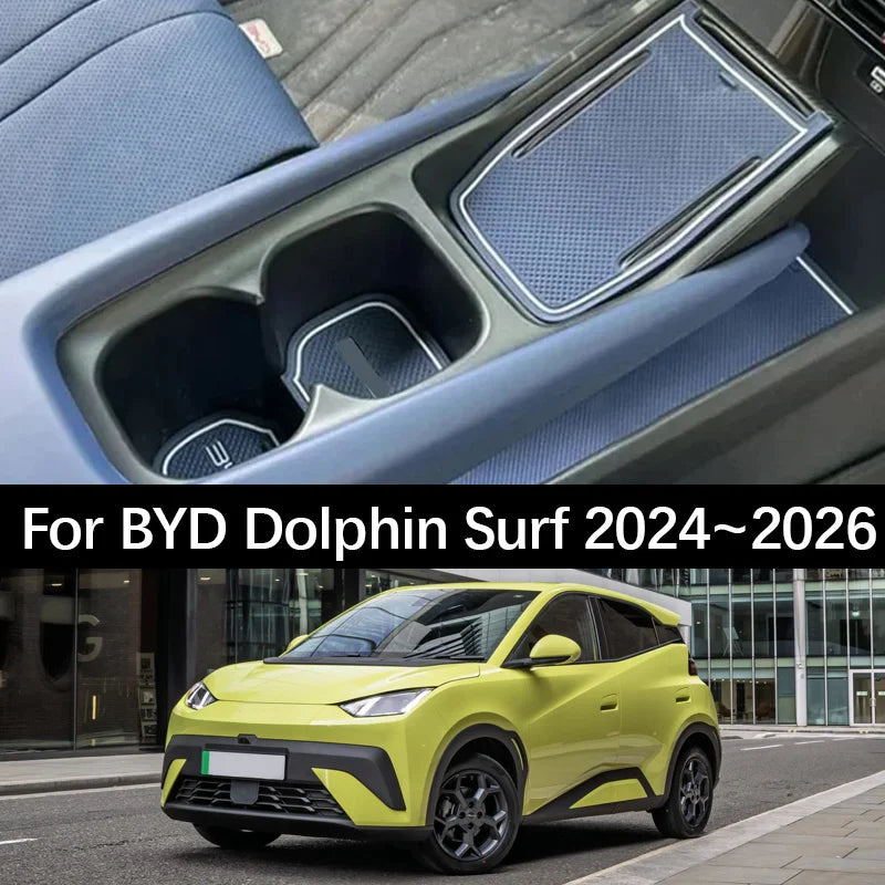 For BYD Dolphin Surf Mini Atto 1 2024 2025 2026 Seagull Car Door Groove Mat Silicone Cup Pad Anti-slip Interior Auto Accessories