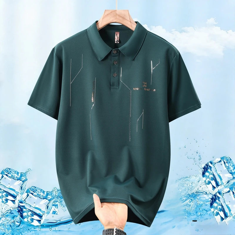 Extra Big Size Men's Ice Silk Polo Shirts Short Sleeve T-Shirt Casual Male Loose Fit Plus Large 180kg 12XL Business Summer 170kg