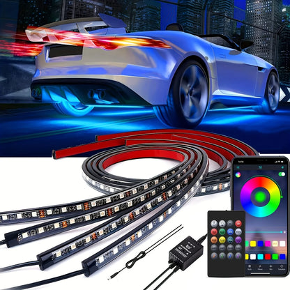 Neon LED Car Bottom Underglow Strip Lights Bar with Remote APP 16 Million Color Music DIY RGB Exterior Underbody Light 120x150cm