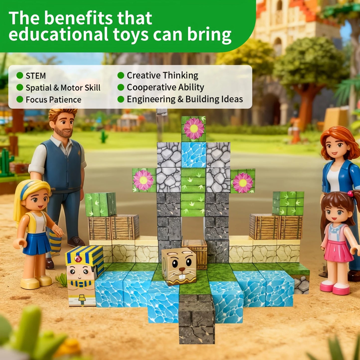 Magnetic Building Blocks Set - STEM Education DIY Cubes Toy - Select from 54 to 297 Pieces Ideal Gift for Kids