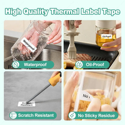 Portable Mini Labeling Printer Marklife P12 Thermal Adhesive Sticker Pocket Label Maker or 1Roll Spacer/Continues Label Paper