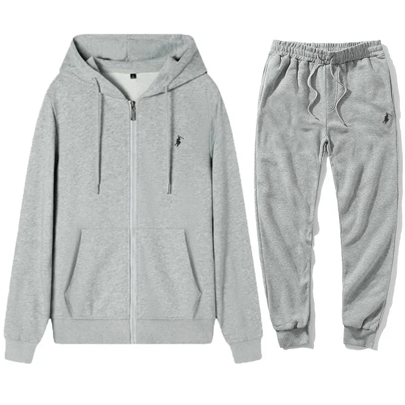 New Men's Autumn and Winter Classic Hoodie and Sweatpants, Suitable for Leisure Fitness, Warm Sports Set
