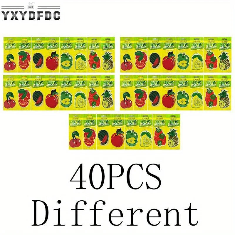 3-80pcs Fruit Car Air Freshener Natural Aromatherapy Tea Paper Hanging Perfume Vanilla Auto Parts Interior
