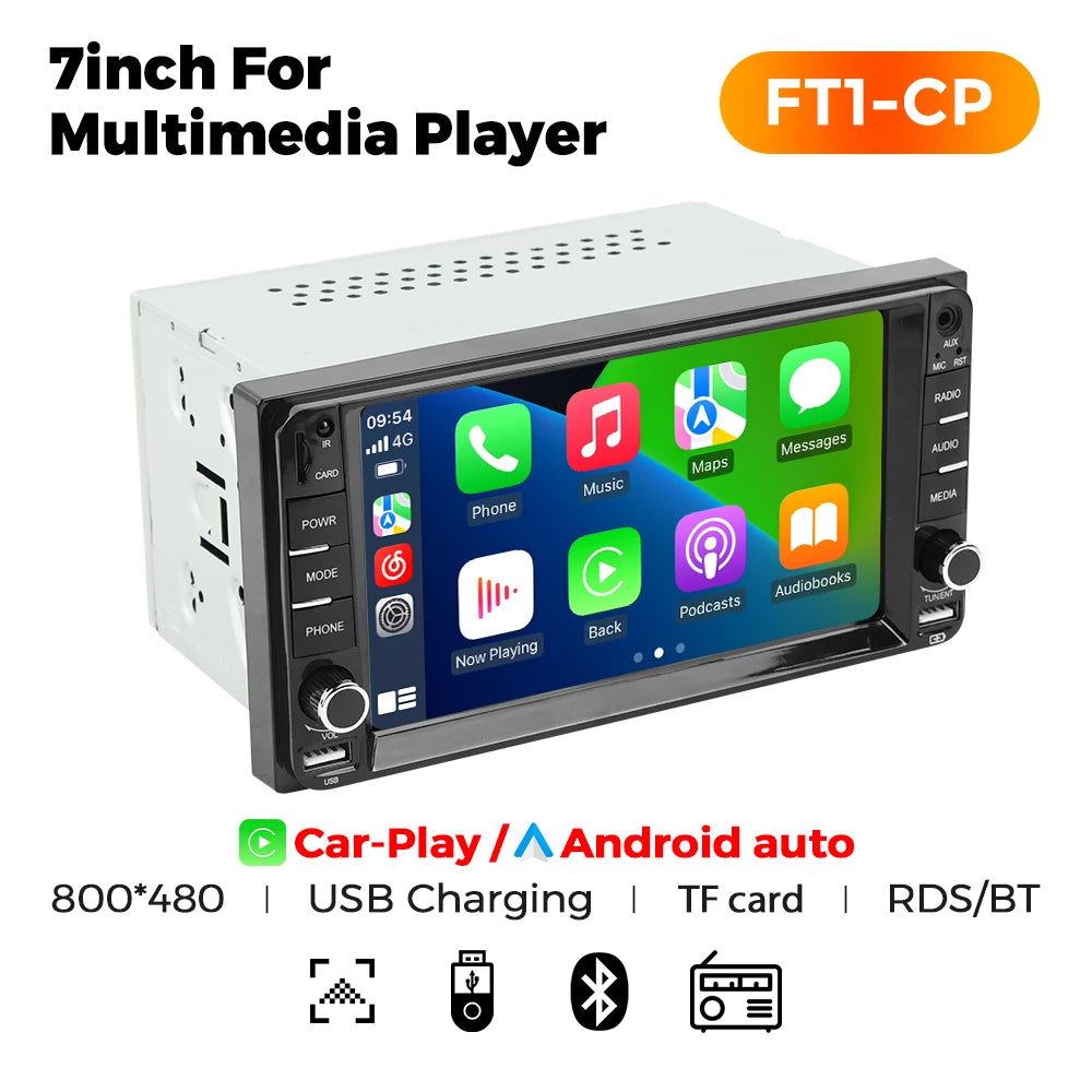 MEKEDE 2din MP5 Car Radio Universal Multimedia 7 inch HD Touch Screen Wired Carplay Android Auto BT USB FM Radio Stereo Audio