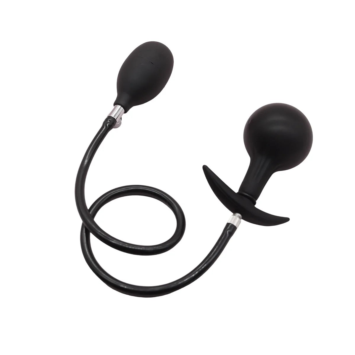 Silicone Magnetic Inflatable Butt Plug with Pump - Black Expandable Anal Stretcher, Prostate Massager Sex Toy for Men Women