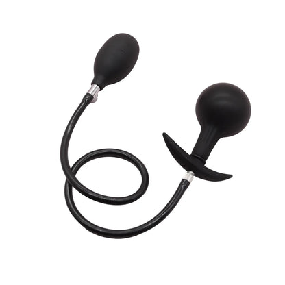 Silicone Magnetic Inflatable Butt Plug with Pump - Black Expandable Anal Stretcher, Prostate Massager Sex Toy for Men Women