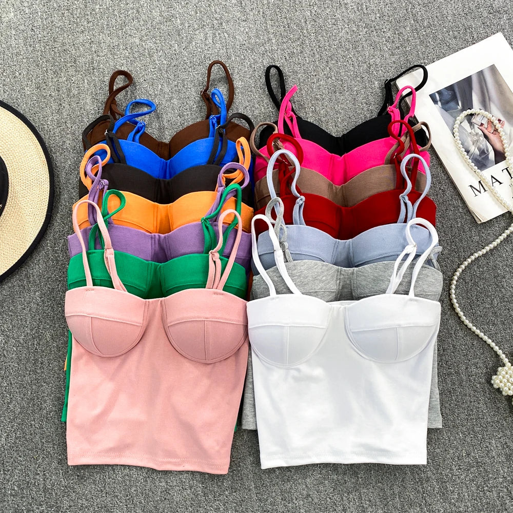 Sexy Fashion Design Camisole Tank Top Women Slim Fit Outerwear Spicy Base Shirt Sexy Backless Vest Short Straight Cut Bodycon