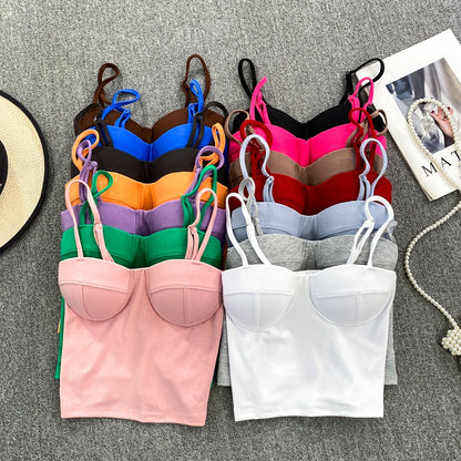 Sexy Fashion Design Camisole Tank Top Women Slim Fit Outerwear Spicy Base Shirt Sexy Backless Vest Short Straight Cut Bodycon
