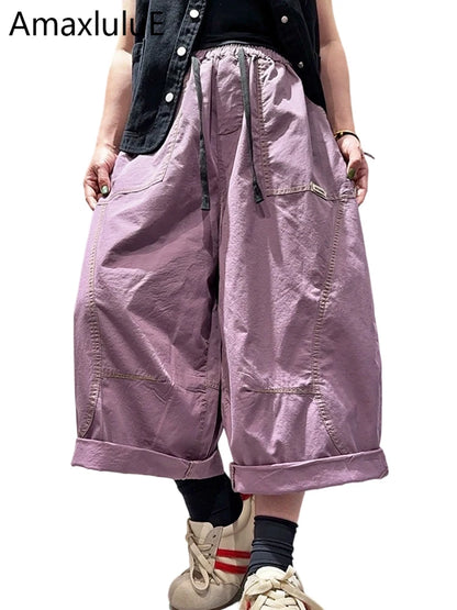 Amax LuluE 2026 Japanese Design Soild Pants Females Summer Fashion Loose Elegant Harem Trousers Womens Vintage Leisure Clothes