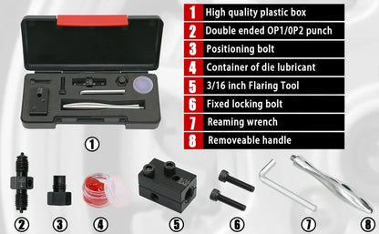 3/16" Brake Line Double Flaring Tool Kit Detachable Hand Held Tube Flare Tool Set for Car Repair 4.75mm