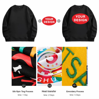 Customized Thick Winter Loose Sports Shirt With Printed Embroidery LOGO Round Neck Hoodie Personal Company Work Uniform