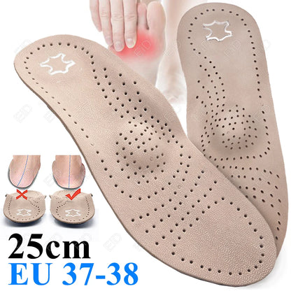 EiD Genuine Leather Orthotic Insole Orthopedic Flat Foot Health Sole Pad For Shoes Insert Arch Support Pad For Plantar Fasciitis