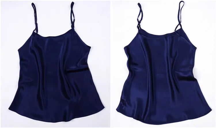 Women's 100% Mulberry Silk 16 momme Spaghetti Strap Camisole Tank Top Vest Sleepwear M-4XL YM002