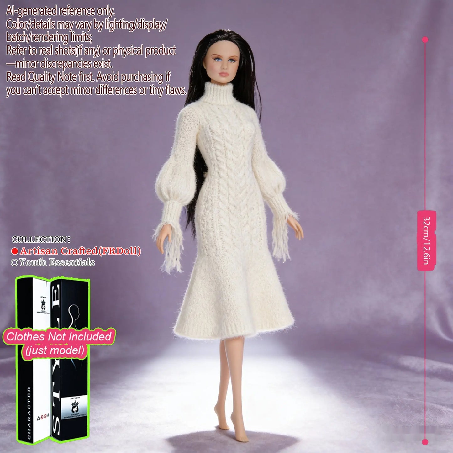 12.6in 1/6 Ball-Jointed BJD/MJD - 12-Joint Posable, Realistic Skin, Collector’s Premium Gift (Figure Only)