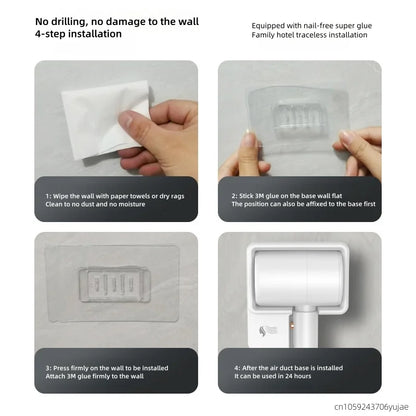 New High-Power Wall Mounted High Air Volume Quick Drying Hair Dryer For Hotels Without Punching Holes