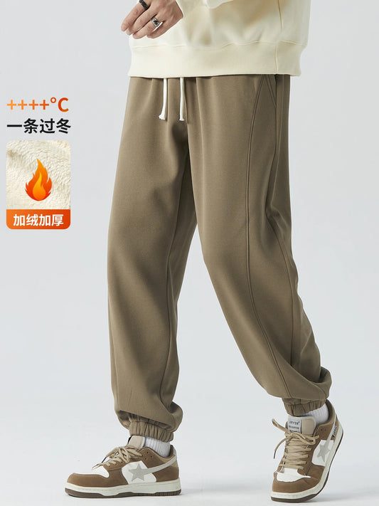 DUKEEN 500G Heavyweight Fleece Men's Sweatpants Winter New Thick Warm Sports Casual Knit Joggers Men's Clothing