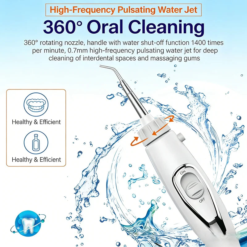 Electric Teeth Cleaning Irrigator 10 Modes 5 Nozzles 800ML Water Tank Desktop Flosser Fresh Breath Care